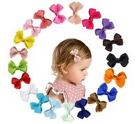 20 cores laços para o cabelo com fita de grreen para menina, bebé, mini pinças de crocodilo totalmente cobertas, ganchos de cabelo