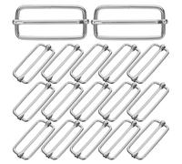 20 corredera de metal con hebilla de triglida deslizante, rectángulo, deslizador de correa ajustable para mano correas para hacer accesorios de bricolaje 38 x 16 x 2,8 mm (), plata, Talla única