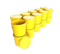 20 Cubos con tapa de 10 l amarillos redondos | Cubos de plástico aptos para alimentos, herméticos y estables | Cubos vacíos con asa y tapa adecuados para alimentos, productos químicos, detergente en