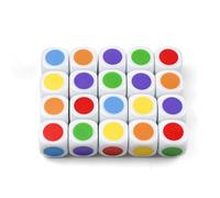 20 cubos de colores, 6 colores con puntos personalizables, dados personalizables con puntos de 22 mm, dados de colores se pueden utilizar en el aula para enseñar colores básicos y neutros