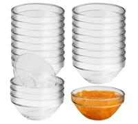 20 cuencos para salsas de 7,5 cm de diámetro, pequeños cuencos de cristal, 75 ml, cuencos pequeños de cristal, para lavavajillas y microondas, ingredientes de cocina, mermelada, salsas