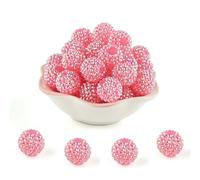 20 cuentas acrílicas de diamantes de imitación de colores de 14/16/20 mm para joyería, pulseras, collares, mochilas, pendientes, accesorios hechos a mano, color rosa caramelo, 20 uni