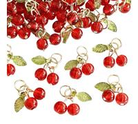 20 cuentas de cerezo rojo 3D acrílico con lazo para collar, pulsera, aretes, llavero, accesorios para hacer joyas