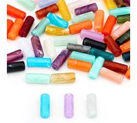 20 cuentas largas de tubos acrílicos, cuentas de colores, cuentas de estilo vintage, para hacer joyas hechas a mano, decoración de vacaciones, 8 mm x 20 mm, agujero para enhebrar 2 mm, color mezclado