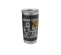 20 cumpleaños | Ahora Tengo 20 Años | Divertido Aniversario Vaso térmico de acero inoxidable de doble pared