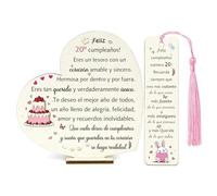 20 Cumpleaños Regalos Inspirador Mujer Cartel Escritorio de Madera Marcador de 2 Piezas Set Decoración Hogar Corazón de Placa Animar Mejor Amiga Hija Hermana Sobrina Prima Nieta (20º A)