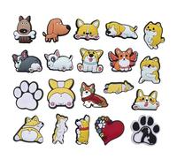 20 dijes de zapatos Corgi para zapatos tipo zueco, lindas decoraciones de zapatos de perro para niños y niñas, accesorios de zapatos de pata de cachorro de dibujos animados para Crocs, sandalias