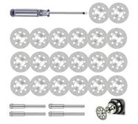 20 discos de corte de diamante de 22 mm con mandril y destornillador de 4 x 3 mm, mini discos de corte para herramientas rotativas, para cortar vidrio, piedra, azulejos, cerámica, mármol y jade
