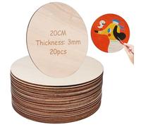 20 discos de madera de 20 cm de diámetro, discos redondos de madera natural, 3 mm de grosor, placa de madera contrachapada redonda, placa de madera contrachapada inacabada, para decoración