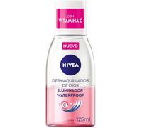 NIVEA Desmaquillador de Ojos Iluminador Waterproof (1 x 125 ml), desmaquillante para contorno de ojos resistente al agua, limpiador facial energizante de fórmula bifásica con Vitamina C