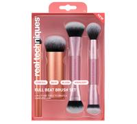 Real Techniques Full Beat Makeup Brush Set, 4 Piece Brush Kit for Foundation, Concealer, Blush, Contour, Highlight & Powder Blending, Travel Set, Soft UltraPlush Bristles, Cruelty-Free