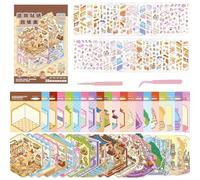 20 Escenas 3D Pegatinas Casa - Kit de Bricolaje con 2 Pinzas, Libro de Pegatinas Anti-estrés para Adultos y Niños, Decoración Hogar, Pegatinas PET