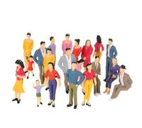 20 figuras a escala 1:25, diseño de edificio, modelo pintado, personas, tren, calle, pasajeros