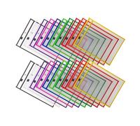 20 fundas de bolsillo reutilizables de borrado en seco, soportes transparentes para boletos, bolsillos borrables, protectores de hojas de plástico transparente, suministros de aula escolar para