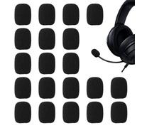 20 fundas de espuma para micrófono, reducción de ruido y prevención de ruido, fáciles de reemplazar, adecuadas para auriculares y micrófono Lavalier (negro)