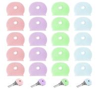 20 fundas de silicona suave para llaves, identificador de llaves en 4 colores pastel (rosa, verde, morado, azul), tapas de teclas coloridas para la organización de llaves en el hogar y la oficina.