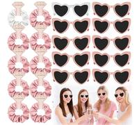 20 gafas JGA Team Bride Haargummi,Bride Partybrille Herz Sonnenbrille,10 Herzförmige Brille + 10 Bride Haargummi,JGA Partybrille und JGA Deko Accessoires für Junggesellinnenabschied (Rosa)