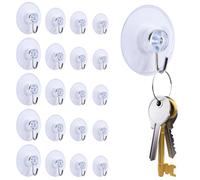 20 ganchos de pared con ventosas, pequeñas ventosas de plástico con ganchos redondos para baño y cocina, ganchos con ventosas