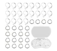 20 ganchos para los oídos, 20 anillos abiertos, 1 paquete de tapones para los oídos, ganchos de acero inoxidable, hebillas en forma de D, pendientes accesorios de bricolaje, anillos de conexión