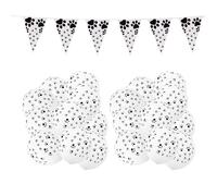 20 globos con huella de pata, 1 bandera, decoraciones para fiestas temáticas de perros, juego de decoración de cumpleaños, globos de látex para mascotas, globos con huella de perro