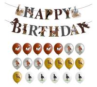 20 globos de caballo, 1 bandera de cumpleaños, decoraciones de cumpleaños de caballos, decoraciones de fiesta temáticas de caballos, divertido juego de cumpleaños