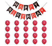 20 globos de mariquita, 1 pieza de banderas negras y rojas, globos de lunares rojos y negros, globos con diseño de insectos, globos de lunares, decoración de fiesta