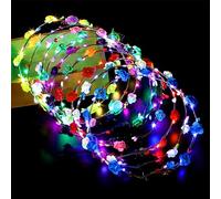 20 guirnaldas de flores multicolor para el pelo, guirnalda LED para el pelo, diadema LED, corona de flores con 3 modos de luz, guirnalda de flores iluminada para bodas, fiestas, festivales y