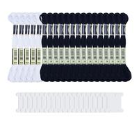 20 Hilos de Punto de Cruz, Hilo de Bordado de algodón Negro, Hilo de Bordar Hilos de Punto de Cruz Negros Hilos de Coser de Algodón para Tejer (Blanco & Negro)