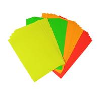20 hojas A4 Papel Adhesivo Fluorescente (Amarillo, Verde, Naranja, Rojo) 5 hojas de cada, tamaño A4 - Trasera con crack back fácil de retirar - Etiquetas adhesivas imprimibles adhesivo fluor