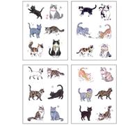 20 hojas acuarela gato tatuajes temporales, mini dedo gatito pegatinas, lindo gato pequeño impermeable tatuaje pegatinas para amantes de los gatos fiesta decoración del cuerpo