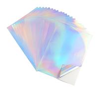 20 hojas de papel adhesivo imprimible, papel de vinilo holográfico impermeable A4, autoadhesivo arcoíris brillante, se seca rápidamente para impresoras de inyección de tinta y láser