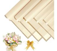 20 Hojas de Papel Coreano para Flores Impermeable 58x58 cm, Papel de Floristería con Borde Dorado + 10 Lazos de Dorado, Papel para Embalaje de Arreglos Florales, Regalos y Manualidades