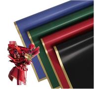 20 hojas de papel de ramo de floristería impermeable de 4 colores, papel de regalo o embalaje de caja de regalo, suministros de ramo de floristería, borde dorado de Multicolor