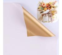 20 hojas de papel de regalo de flores doradas de doble cara, envolturas de papel de envoltura floral impermeable, suministros de ramo de floristería, manualidades de bricolaje (blanco)