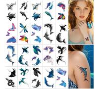 20 Hojas De Pegatinas 3D De Animales Estéreo Para Tatuajes, Impermeables, Para Niños Y Adultos, Mariposas, Delfines Y Pingüinos, Pegatinas Temporales