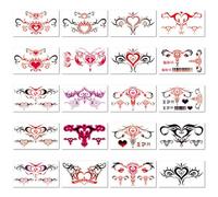 20 Hojas De Pegatinas De Tatuajes Temporales De Colores Con Forma De Corazón, Pegatinas Sexys Para Cubrir Cicatrices.