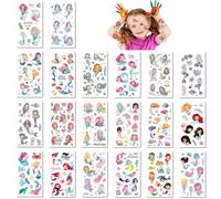 20 Hojas De Pegatinas Temporales De Tatuajes De Sirena De Dibujos Animados, Colección De Acuarela Con Temática Oceánica Para Niños, Pegatinas Impermeables Y Lindas Para Fiestas Infantiles.