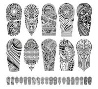 20 Hojas de Tatuajes Temporales Tribal Hombre, Realistas Tatuajes Falsos Negro Tótem de cuerpo, brazo, pecho, hombro, 3D Impermeables Tatuajes Pegatinas Larga Duración para Adultos y Mujeres