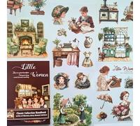 20 hojas Kesari Scrapbook PET Washi Stickers Accesorios, Figuras Literarias Clásicas Chicas Tema para Bricolaje Bullet Journals,Fotoalbum,Ordenador Y Scrapbooking(Little Women)