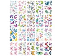 20 Hojas Pegatinas De Maquillaje Para Ojos Y Rostro Con Forma De Alas De Mariposa Brillantes Y Coloridas, Pegatinas De Tatuajes De Maquillaje Con Purpurina Fina