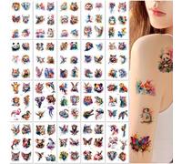 20 Hojas Pegatinas De Tatuajes De Animales En Acuarela Lindos Tatuajes De Dibujos Animados Para Niños Brazos Y Cara Pegatinas De Tatuajes Temporales