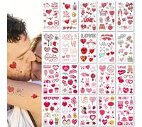 20 Hojas Pegatinas De Tatuajes De Corazones Para El Día De San Valentín Para Que Las Parejas Confiesen Su Amor (Pegatinas Temporales)