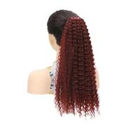 20 Inch Drawstring Ponytail Extension For Black Women, Curly Synthetic Mixed With Human Hair Hairpieces, Afro Kinky Pony Tail For Daily Use(#350)