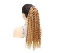 20 Inch Drawstring Ponytail Extension For Black Women, Curly Synthetic Mixed With Human Hair Hairpieces, Afro Kinky Pony Tail For Daily Use(27)