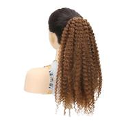 20 Inch Drawstring Ponytail Extension For Black Women, Curly Synthetic Mixed With Human Hair Hairpieces, Afro Kinky Pony Tail For Daily Use(#6)
