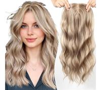 20 Inch Natural Brown Synthetic Hair Toppers Long Wavy Hairpieces For Women 6" ×6" Large Base Lace Front Topper Clips In(F)