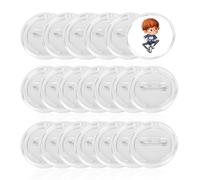 20 insignias acrílicas transparentes con botones vacíos, broches transparentes, redondos, juego redondo vacío, personalizables para manualidades (37 mm)