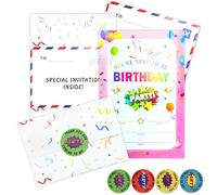 20 invitaciones de fiesta de cumpleaños para niños, tarjetas de invitación de fiesta de niños, invitaciones de fiesta de cumpleaños personalizadas para niñas, con diseño de sobre plegable y