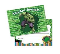 20 invitaciones de fiesta de superhéroes para niños, tarjetas de invitación de fiesta de cumpleaños temática de Hulk para niñas y niños, suministros de fiesta de celebración de cumpleaños