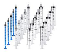 20 jeringas de plástico de 1 ml azul/3 ml/5 ml/10 ml con medición, múltiples usos, herramientas de jeringa de medición para medir, regar, rellenar